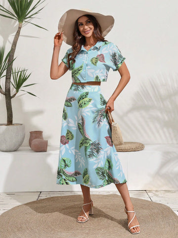 Tropical Print Vacation Two-Piece Set