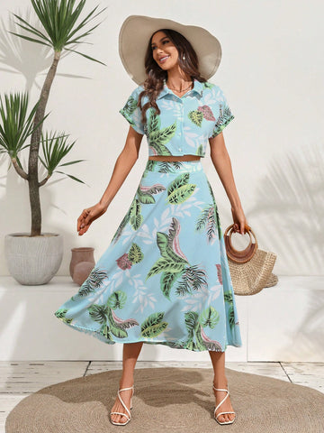 Tropical Print Vacation Two-Piece Set
