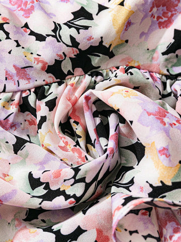 VCAY Vacation-Themed Ditsy Floral Puff Sleeve Square Collar Shirt For Women