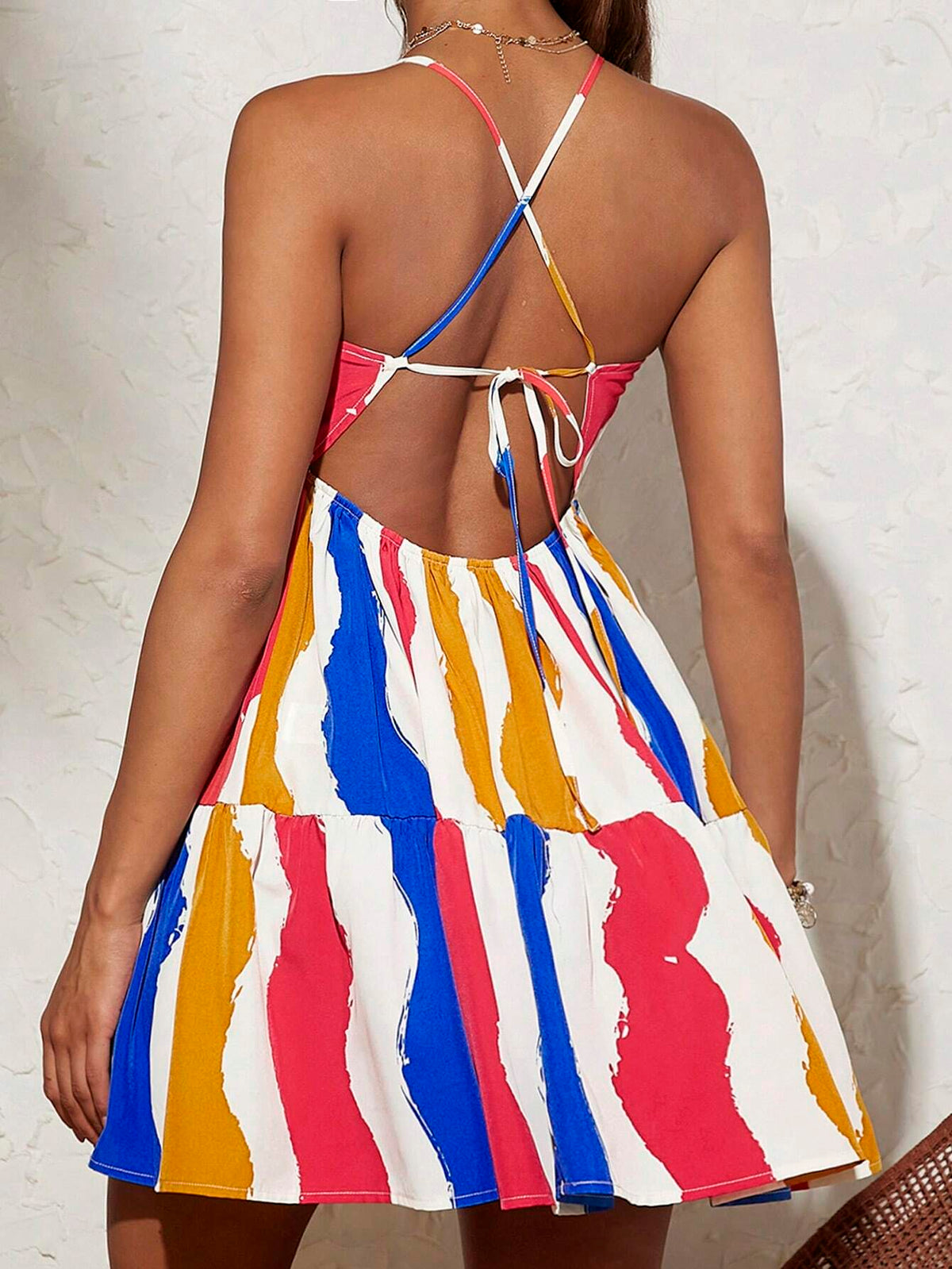 Vacation Colorful Stripe Women's Cami Dress