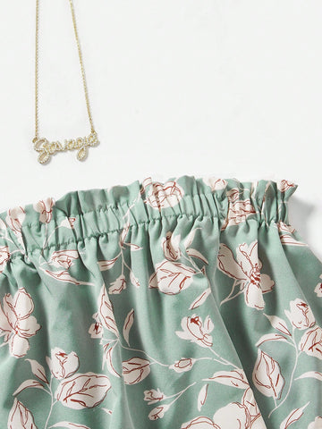 Vacation Floral Printed Strapless Women'S Romper