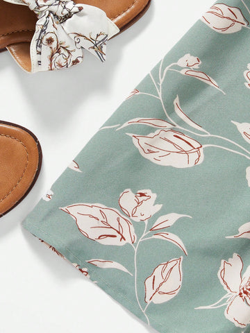 Vacation Floral Printed Strapless Women'S Romper