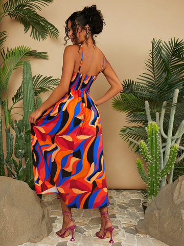 Vacation Full Print Spaghetti Strap Dress