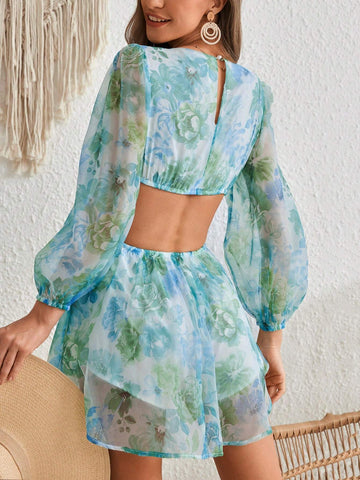 Vacation High Waist Hollow Out Women Romper Shorts