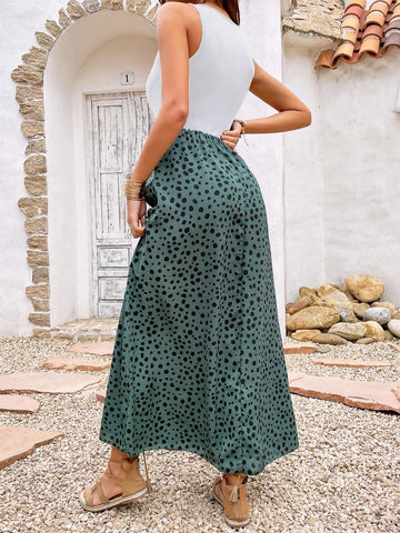 Vacation Leisure Color-Block Printed Splicing Sleeveless Dress