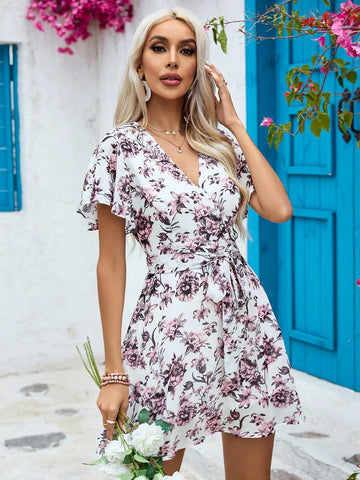 Vacation Woven Floral Romper For Women