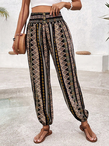 VCAY Vintage Printed Harem Pants For Vacation