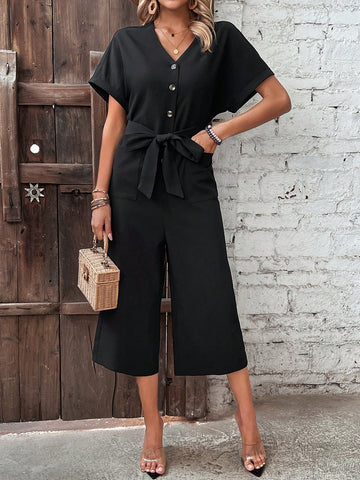 Women'S Batwing Sleeve Seven-Point Jumpsuit