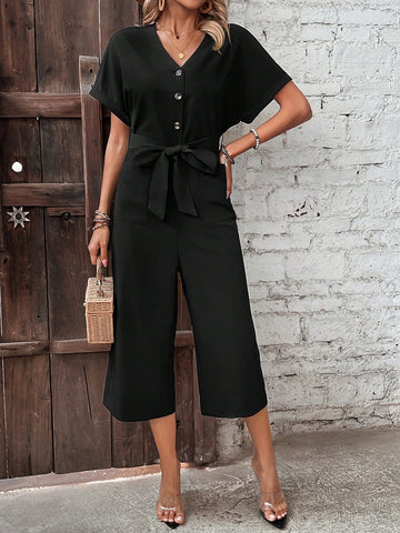 Women'S Batwing Sleeve Seven-Point Jumpsuit