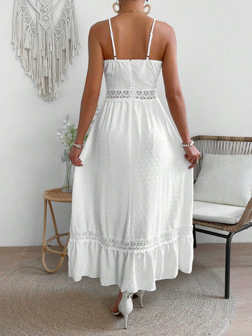 VCAY Women'S Lace Patchwork Spaghetti Strap Dress