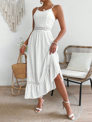 VCAY Women'S Lace Patchwork Spaghetti Strap Dress