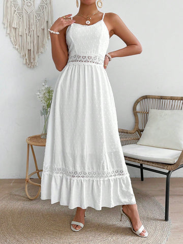 VCAY Women'S Lace Patchwork Spaghetti Strap Dress