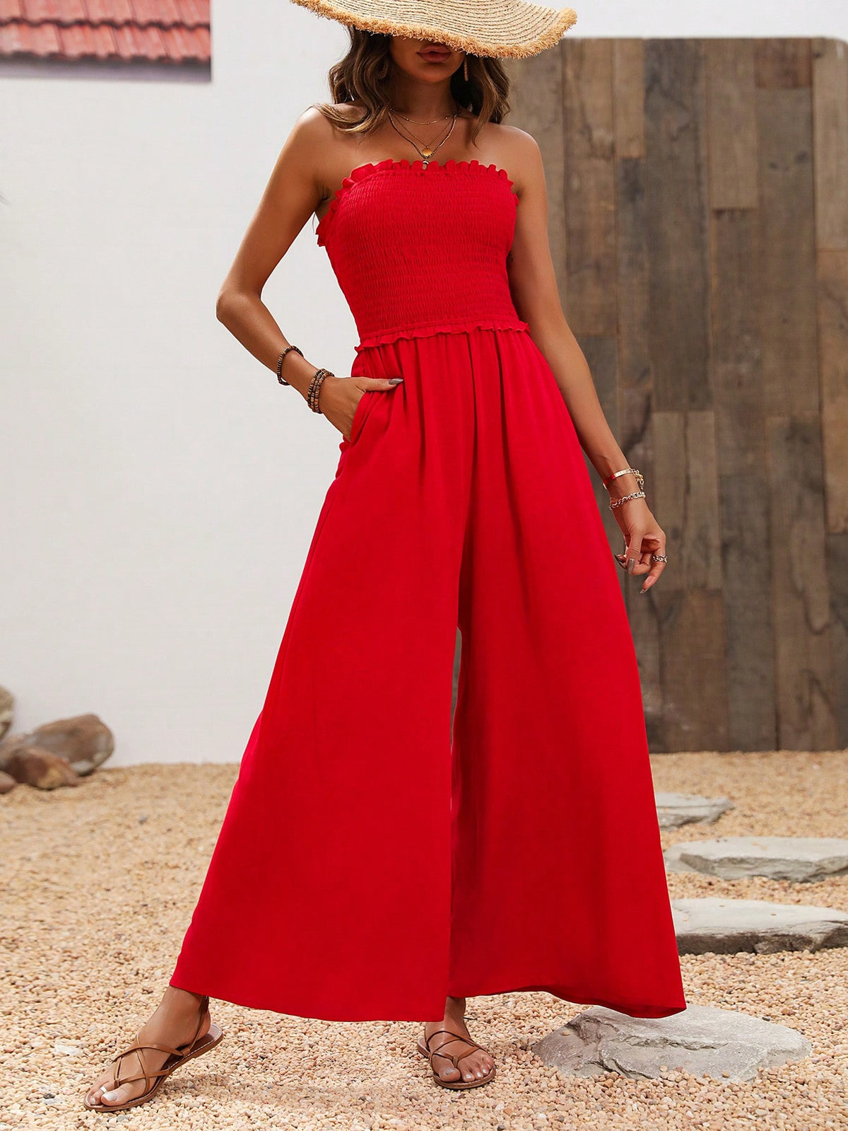 Women'S Off-Shoulder Wide Leg Jumpsuit