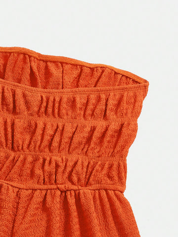 Women'S Solid Color Strapless Jumpsuit Shorts