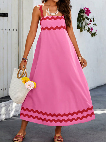 Women'S Wave Striped Spaghetti Strap Dress