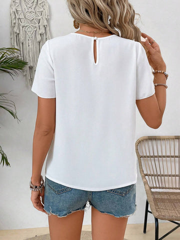 VCAY Women Bubble Sleeve Square Neck Casual Vacation Shirt For Summer