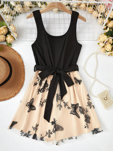 Women Fashionable Butterfly Printed Jumpsuit Random Floral Pattern