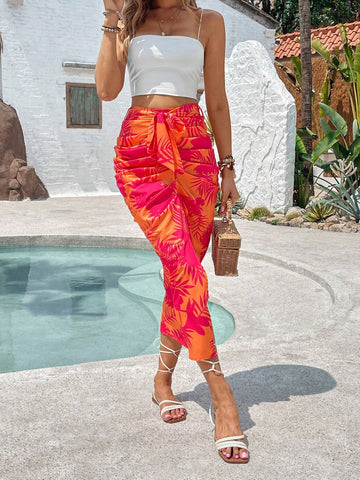 VCAY Women Fashionable Random Printed Skirt With Vacation Style For Summer