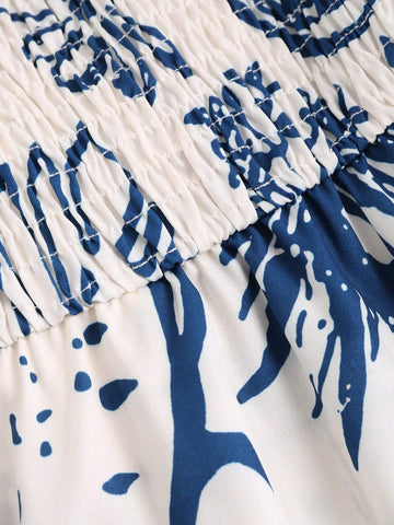 Women Pineapple Print Vacation Style Casual Overlapping Collar Sleeveless Jumpsuit Shorts