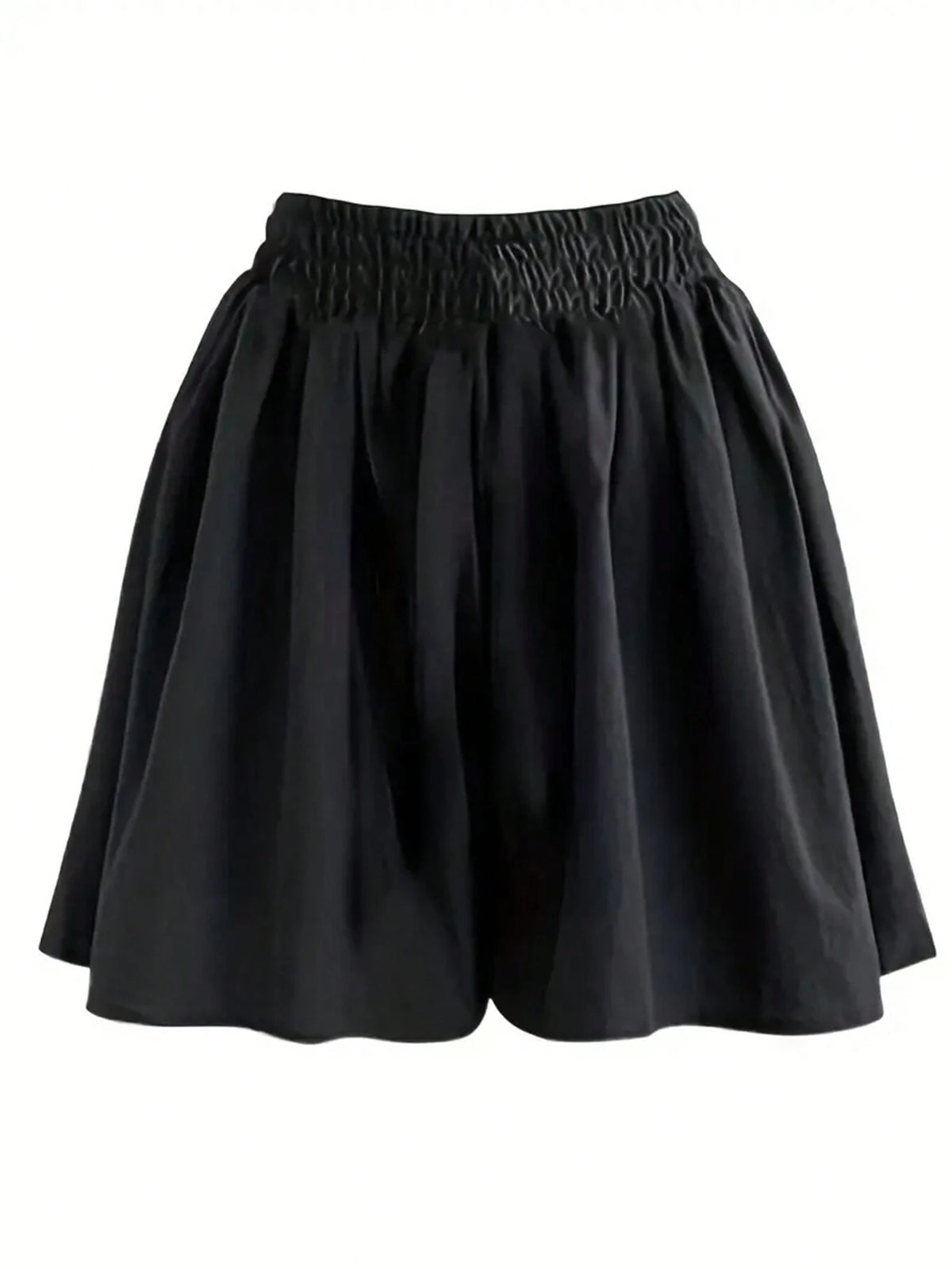 VCAY Women Solid Color High Waist Tie Waist Wide Leg Casual Shorts