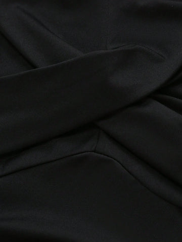 Women Solid Color Pleated Strap One Piece Swimsuit For Vacation, Beach Or Pool