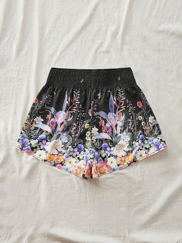 VCAY Women's All-Match Floral Printed Loose Casual Shorts For Vacation
