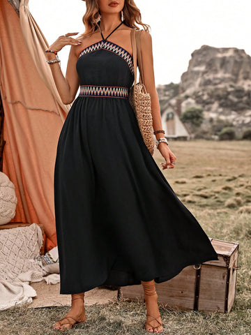Women's Bandage Splice Halterneck Dress