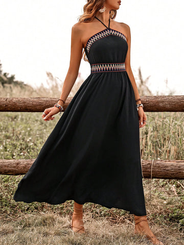 Women's Bandage Splice Halterneck Dress