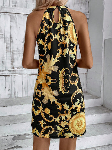 Women's Baroque Printed Halterneck Dress