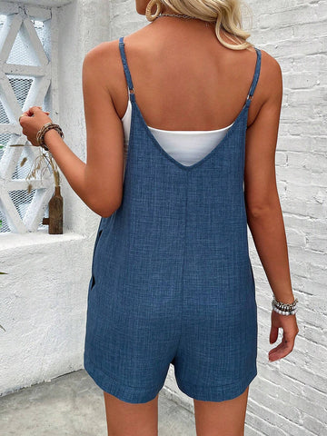 Women's Casual Casual Plaid Suspenders Jumpsuit With Rolled Hem And Pockets, Summer