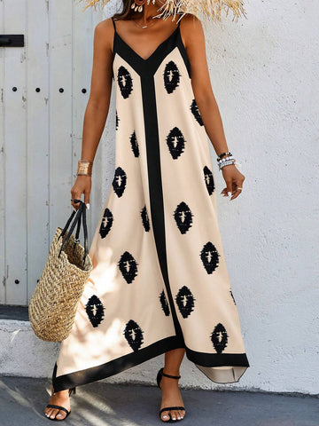 Women's Casual Printed Spaghetti Strap Summer Dress