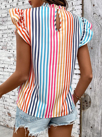 VCAY Women's Colorful Striped & Printed Simple Daily Shirt