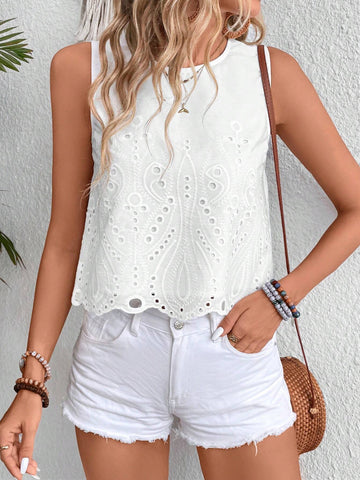 VCAY Women's Cotton-Like Sleeveless Casual Vacation Shirt For Summer