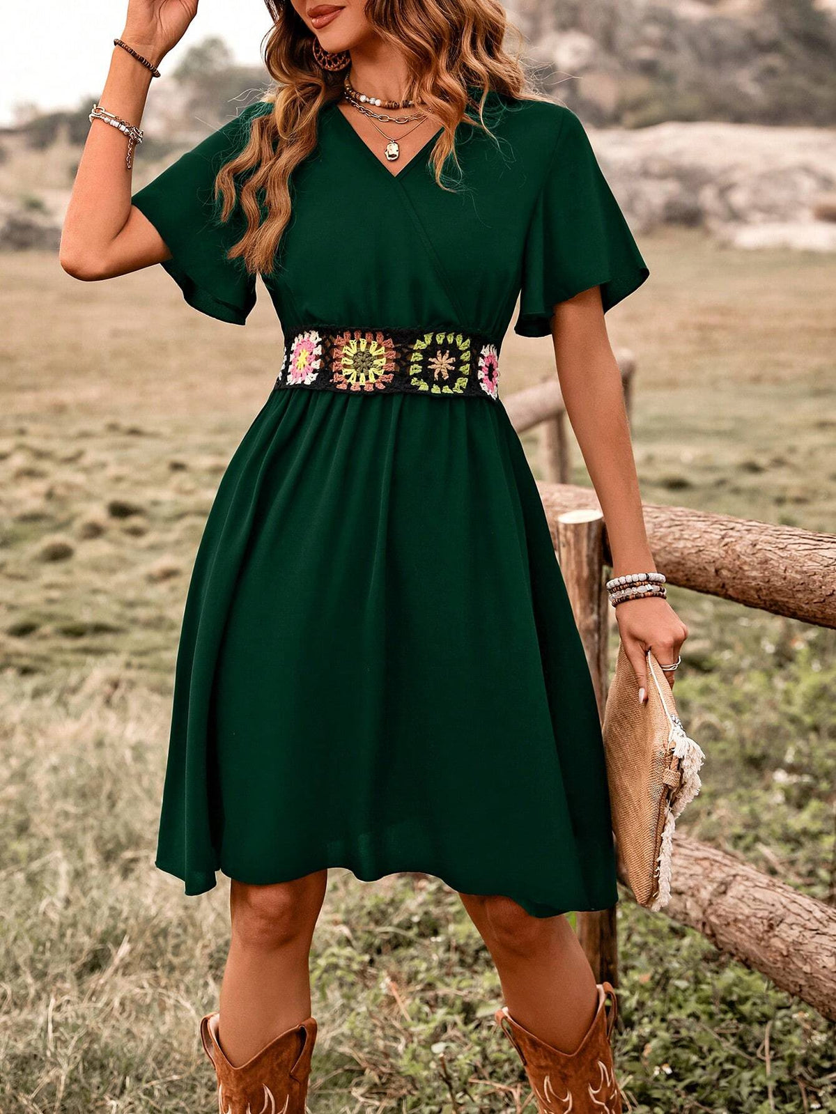 Women's Fashionable Summer Crochet Bodice Design Dress