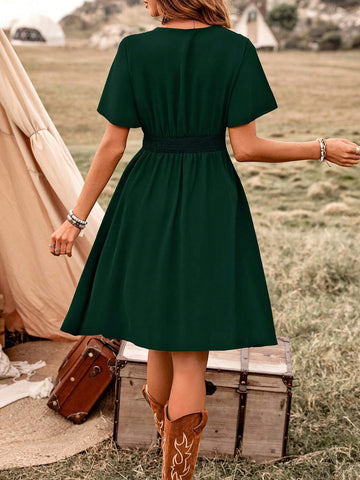 Women's Fashionable Summer Crochet Bodice Design Dress
