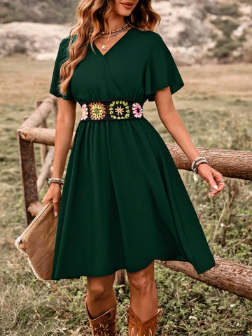 Women's Fashionable Summer Crochet Bodice Design Dress