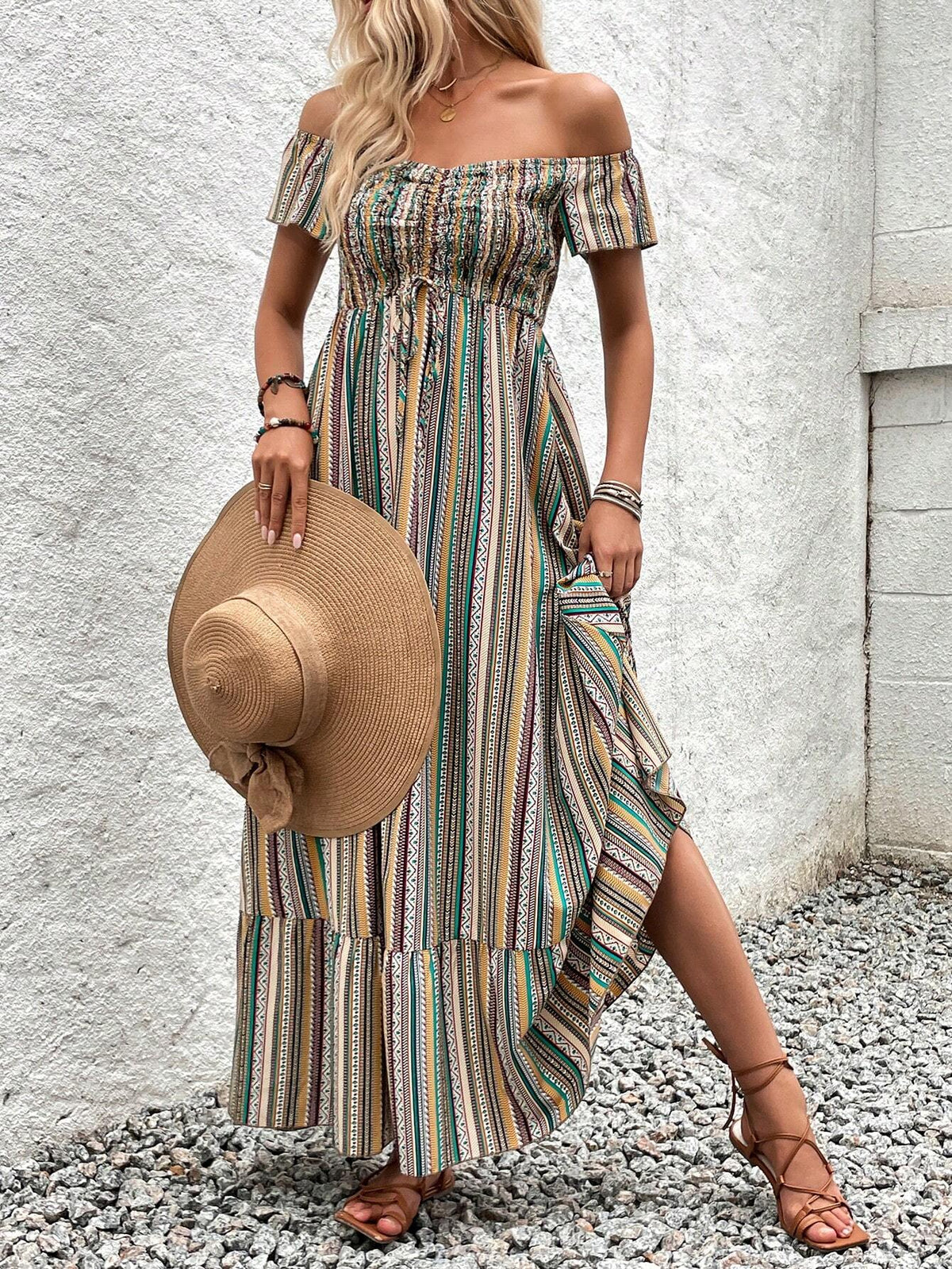 Women's Floral Allover Print Ruffle Ruffled Hem Dress For Summer Casual And Vacation Wear
