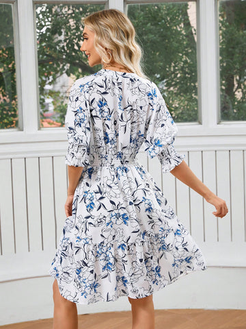 Women's Floral Print Short Sleeve Dress