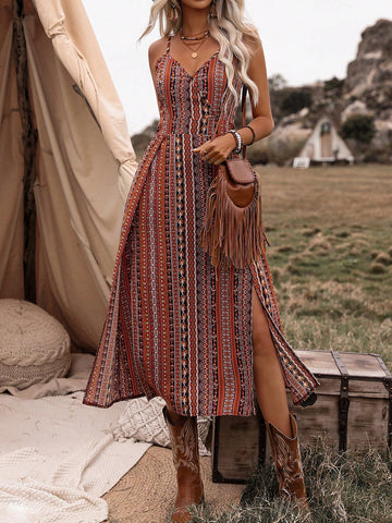 Women's Floral Print Spaghetti Strap Dress