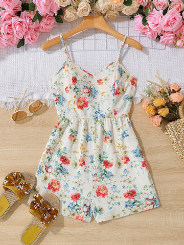 Women's Floral Print Vacation Halter Jumpsuit