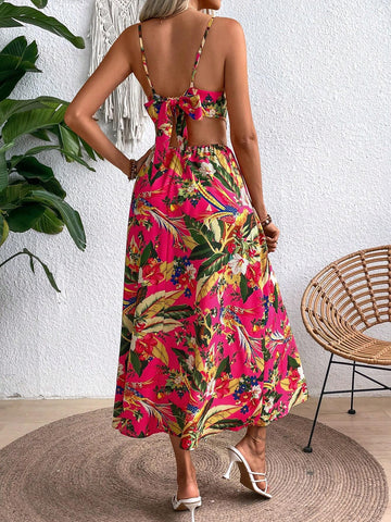 Women's Floral Print Vacation Style Summer Spaghetti Strap Dress