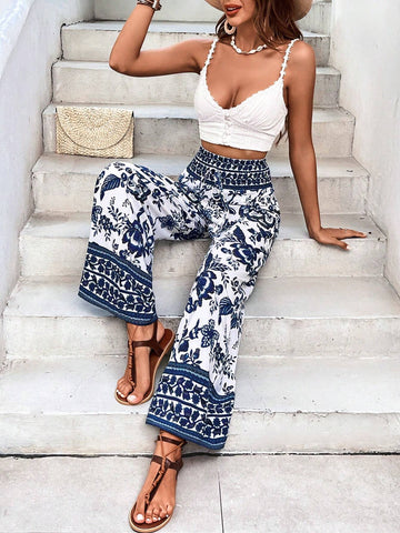 VCAY Women's Floral Printed Long Pants