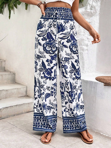 VCAY Women's Floral Printed Long Pants