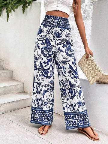 VCAY Women's Floral Printed Long Pants