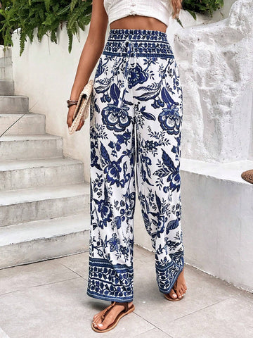 VCAY Women's Floral Printed Long Pants