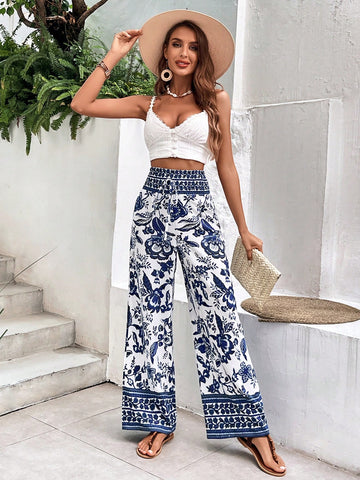 VCAY Women's Floral Printed Long Pants