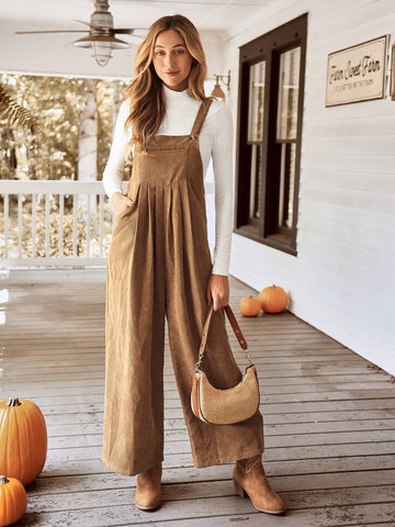 Women's Front Pocket Corduroy Casual Jumpsuit, Autumn/Winter