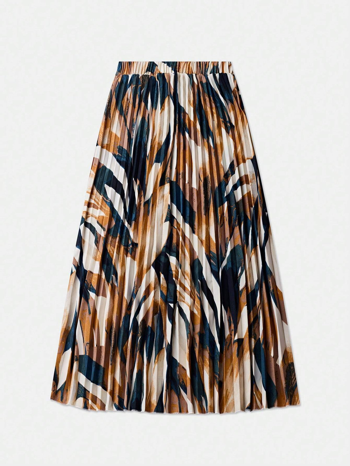 VCAY Women's Geometric Printed Pleated Maxi Casual Skirt For Vacation