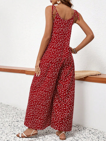 Women's Heart Print Strap Jumpsuit