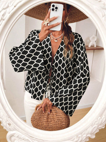 VCAY Women's Holiday Loose-Fitting Regular Simple Daily Wear Long Sleeve Shirt, Fall Women Clothes